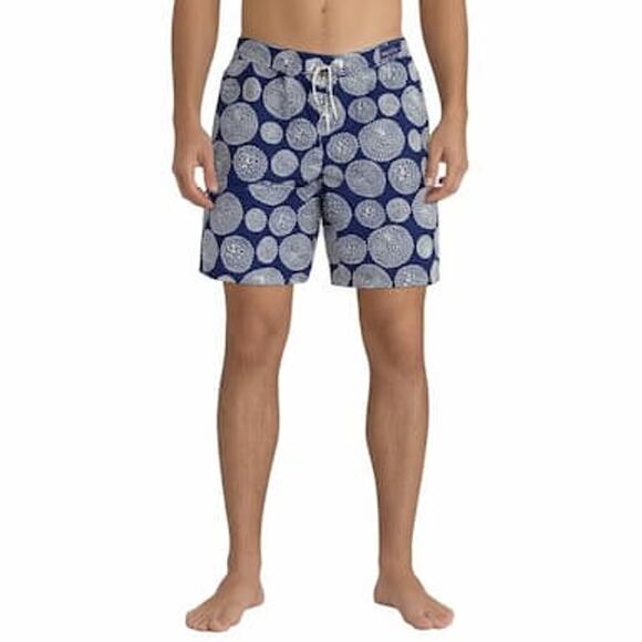 Johnnie-O Mens Twilight Board Shorts Swim Trunks Size Medium Blue White Lined - Picture 1 of 11